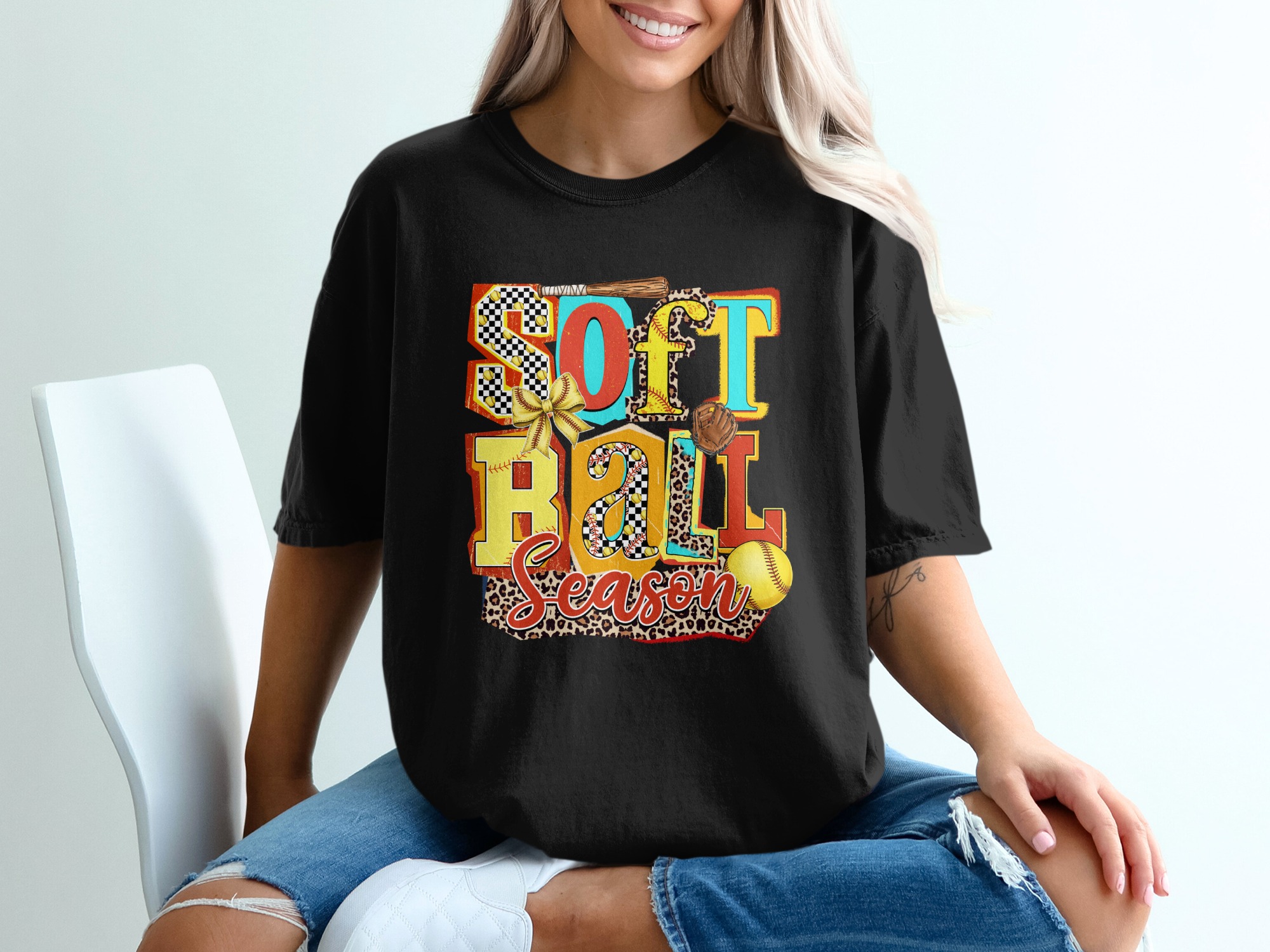 Softball Season T-Shirt, Trendy Comfort Colors ® Game Day Tee, Leopard Print Softball Mom Gift, Retro Sports Fan Shirt - Image 2
