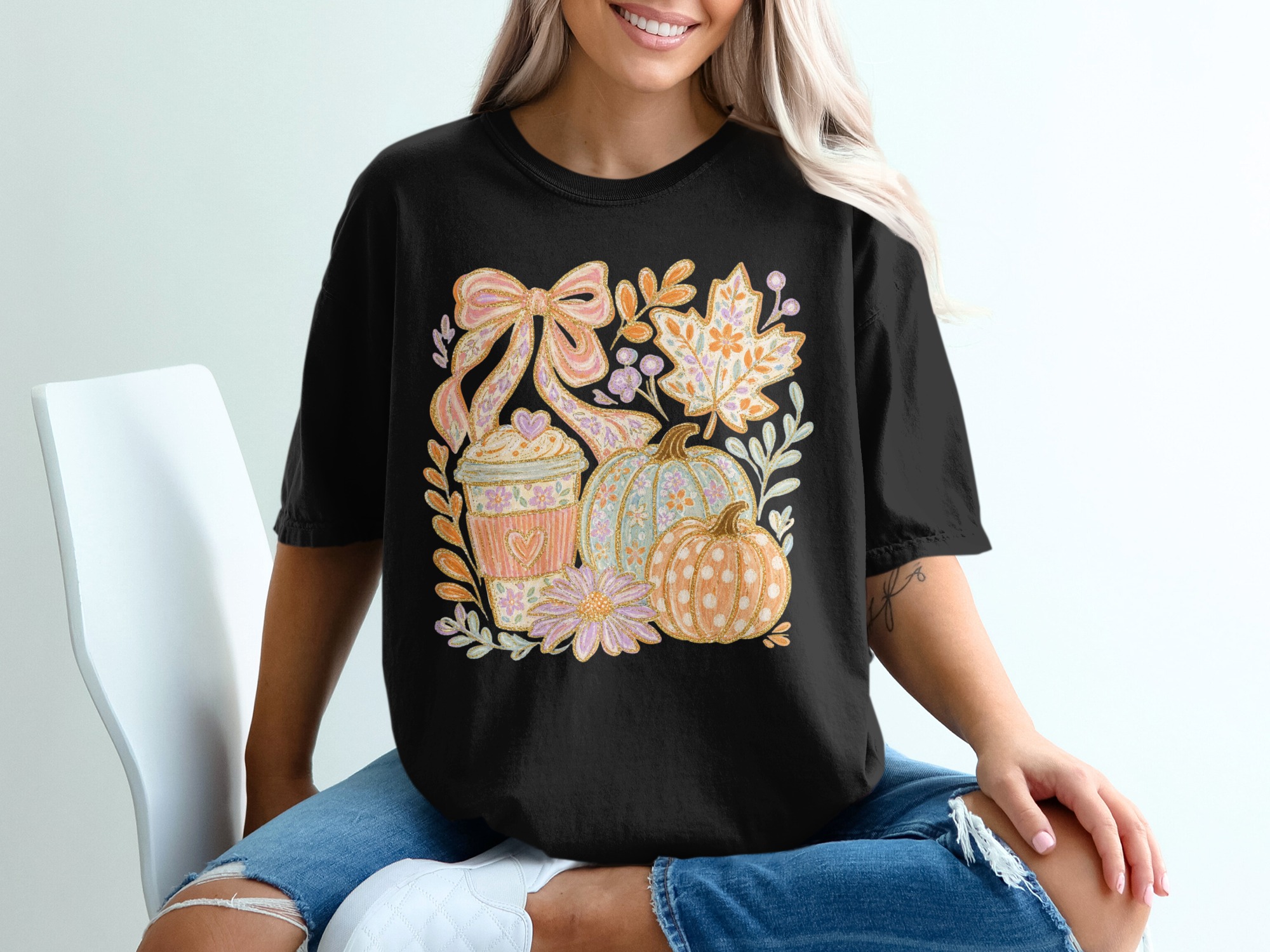 Comfort Colors ® Cozy Floral Pumpkin Spice Fall T-Shirt | Boho Autumn Mug Shirt | Thanksgiving Gift for Her - Image 4