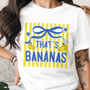 That's Bananas Funny Graphic Tee Shirt with Retro Blue Ribbon & Stars, Cute Fruit Lover Banana T-Shirt Gift
