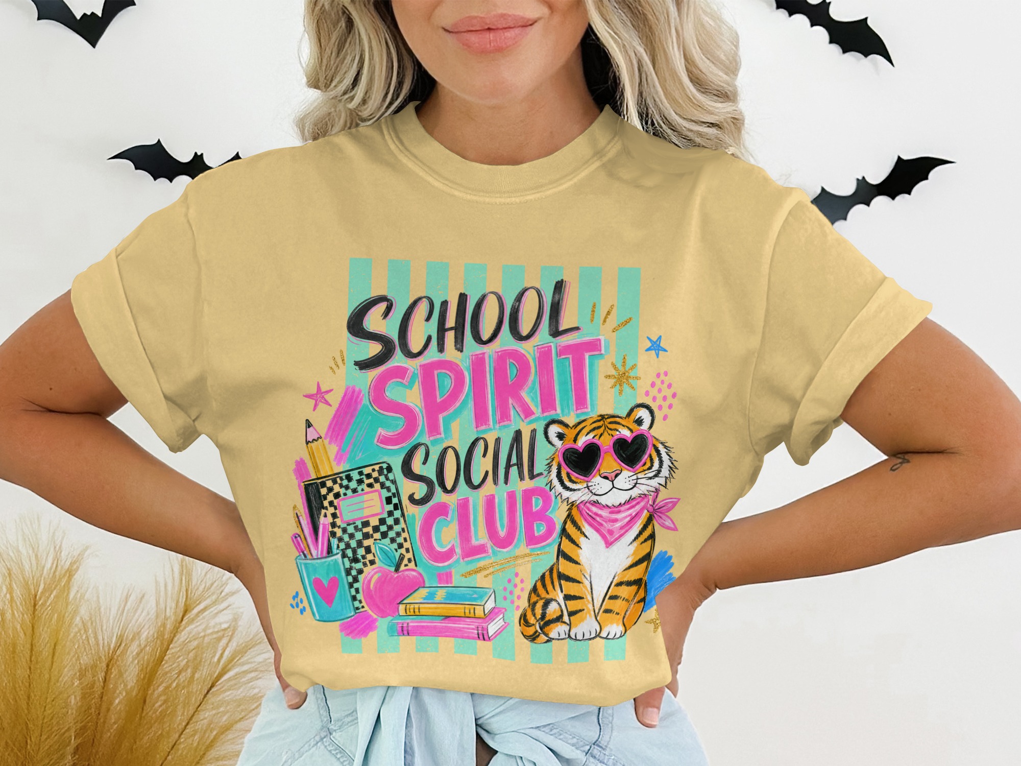 School Spirit Social Club T-Shirt, Cool Teacher Student Gift, Retro Tiger Graphic Tee, Y2K Vibes, Back to School Apparel - Image 7