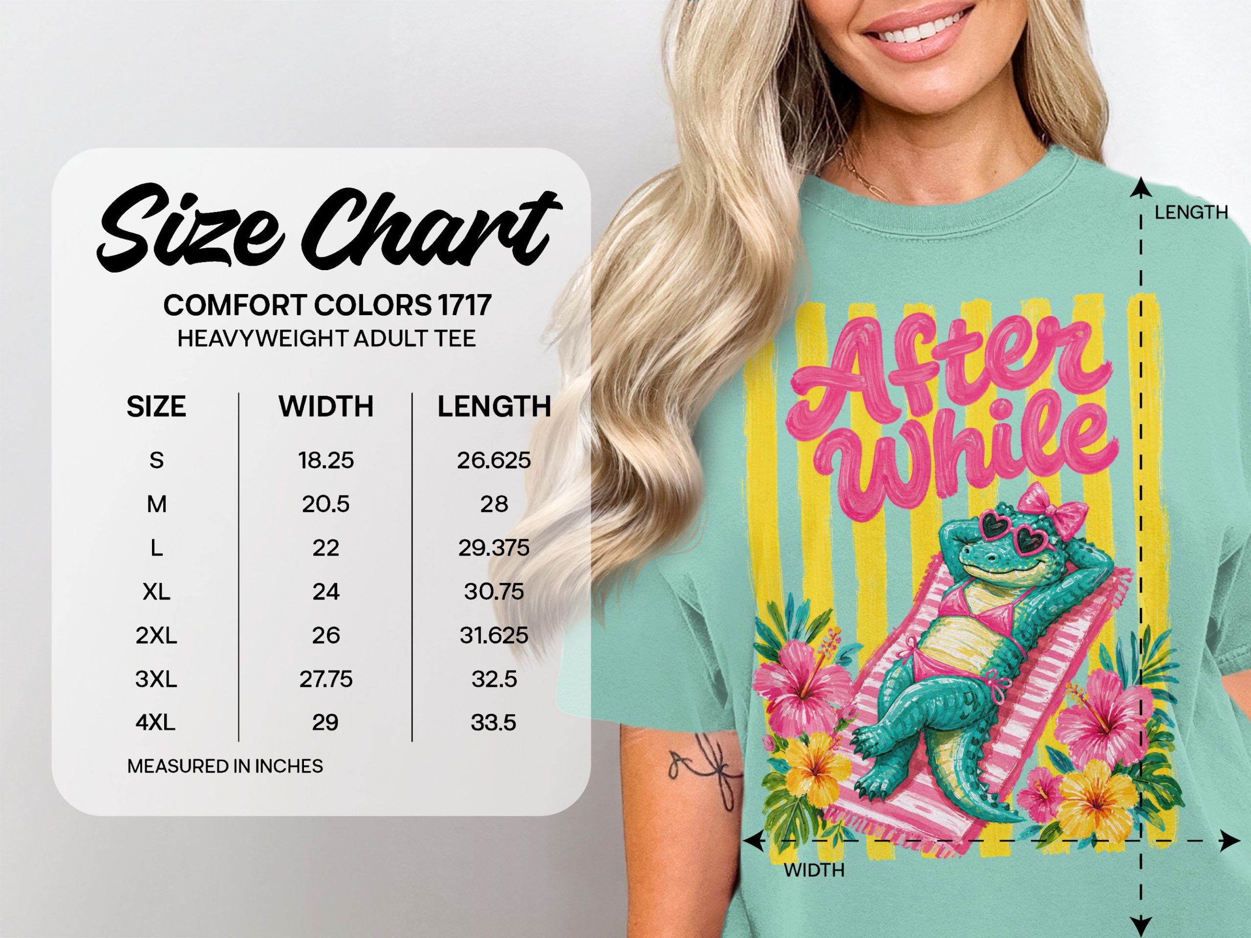 Funny Alligator After While T-Shirt, Tropical Vacation Beach Lover Tee, Cute Summer Reptile Graphic Gift for Her - Image 3