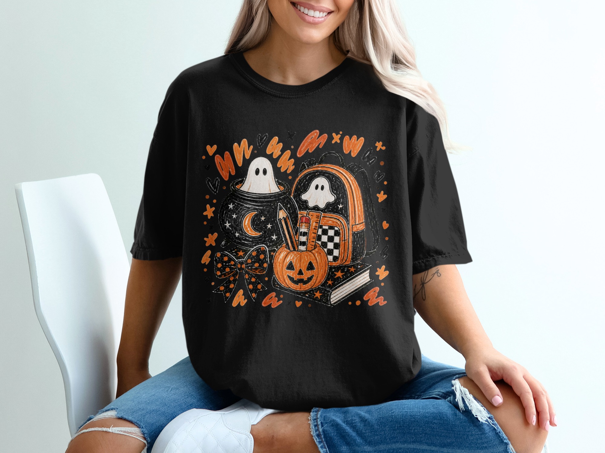 Comfort Colors ® Spooky Teacher Halloween T-Shirt, Back to School Ghost Shirt, Fall Outfit, Cute Pumpkin Educator Gift - Image 4