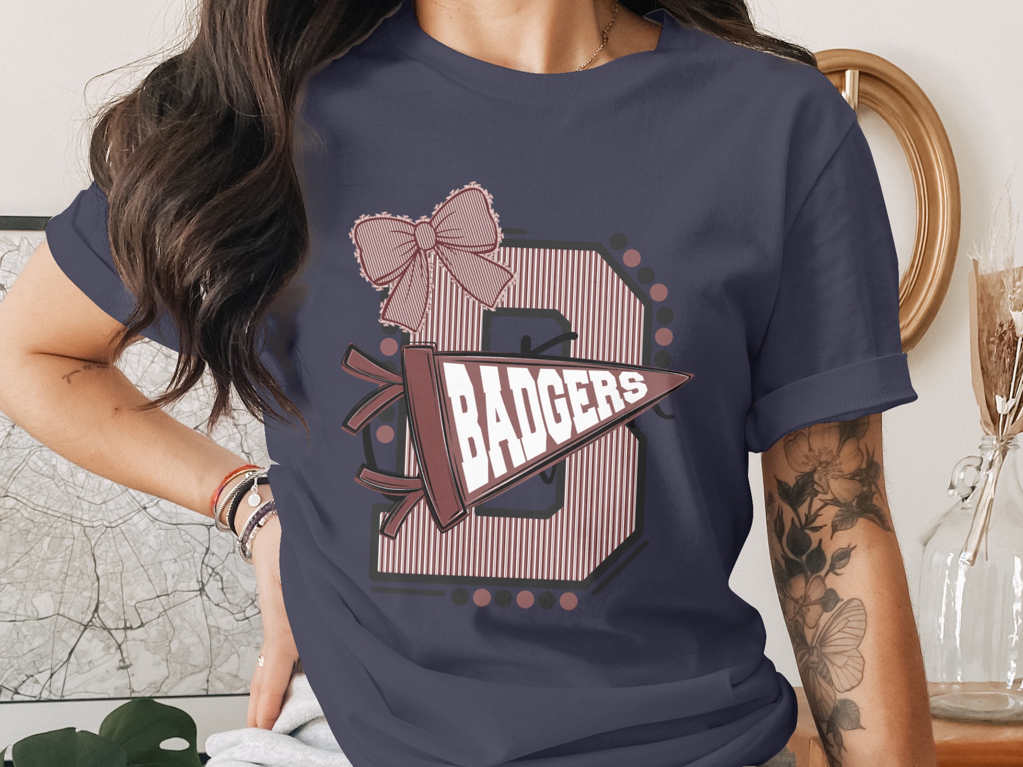 Custom Varsity Letter T-Shirt, Personalized Initial School Spirit Game Day Top, Made to Order Mascot Name College Alumni Tee - Image 3