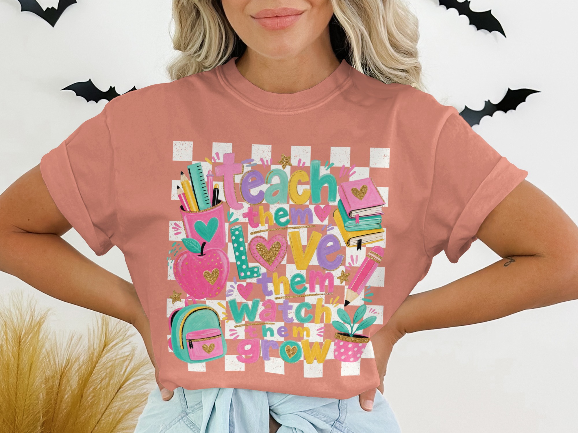 Teacher Appreciation Gift T-Shirt, 'Teach Them Love Them Watch Them Grow' Educator Shirt, End of Year Teacher Tee - Image 2
