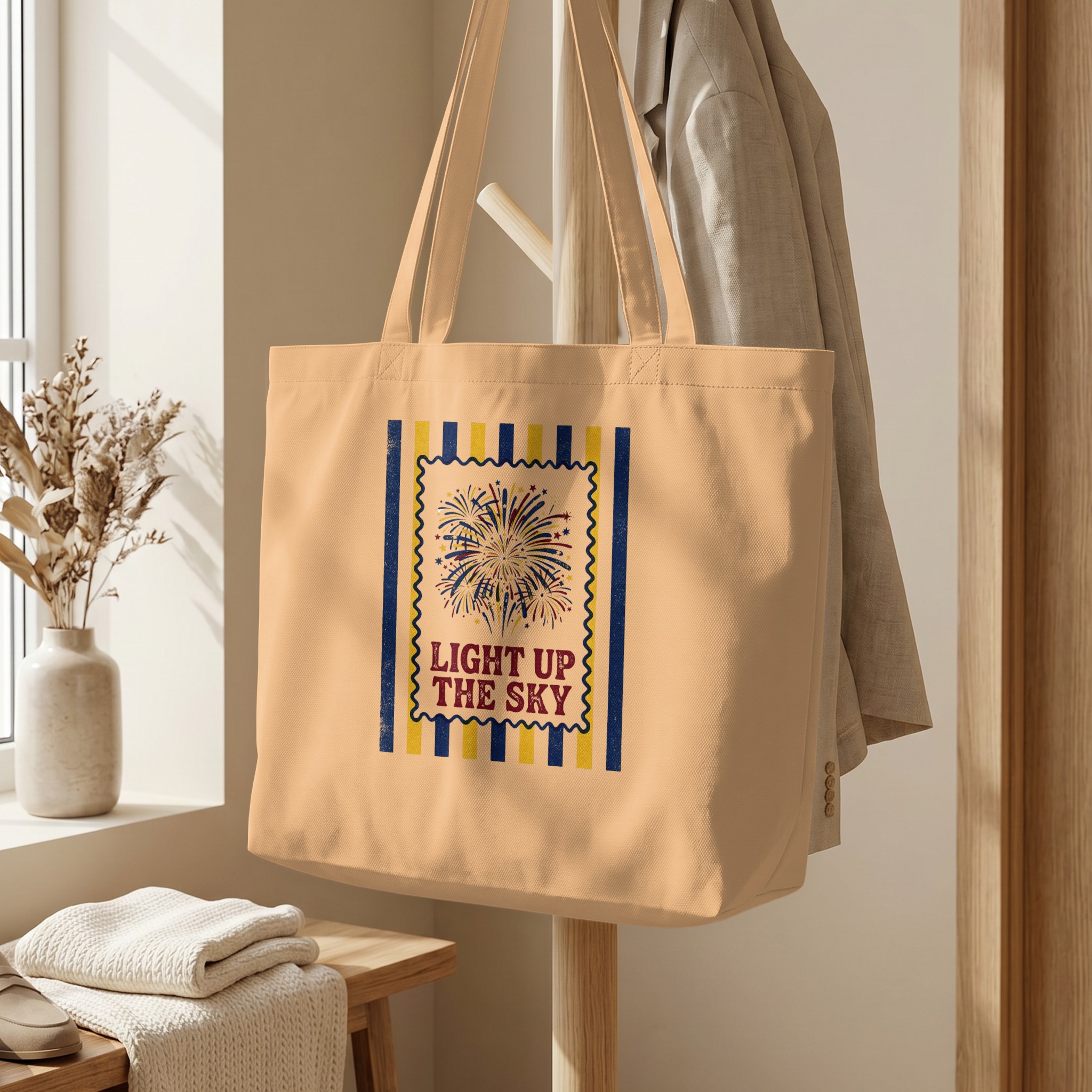 Fourth of July Tote Bag, Independence Day Fireworks Tote, Patriotic Americana 'Light Up The Sky' Reusable Bag - Image 5