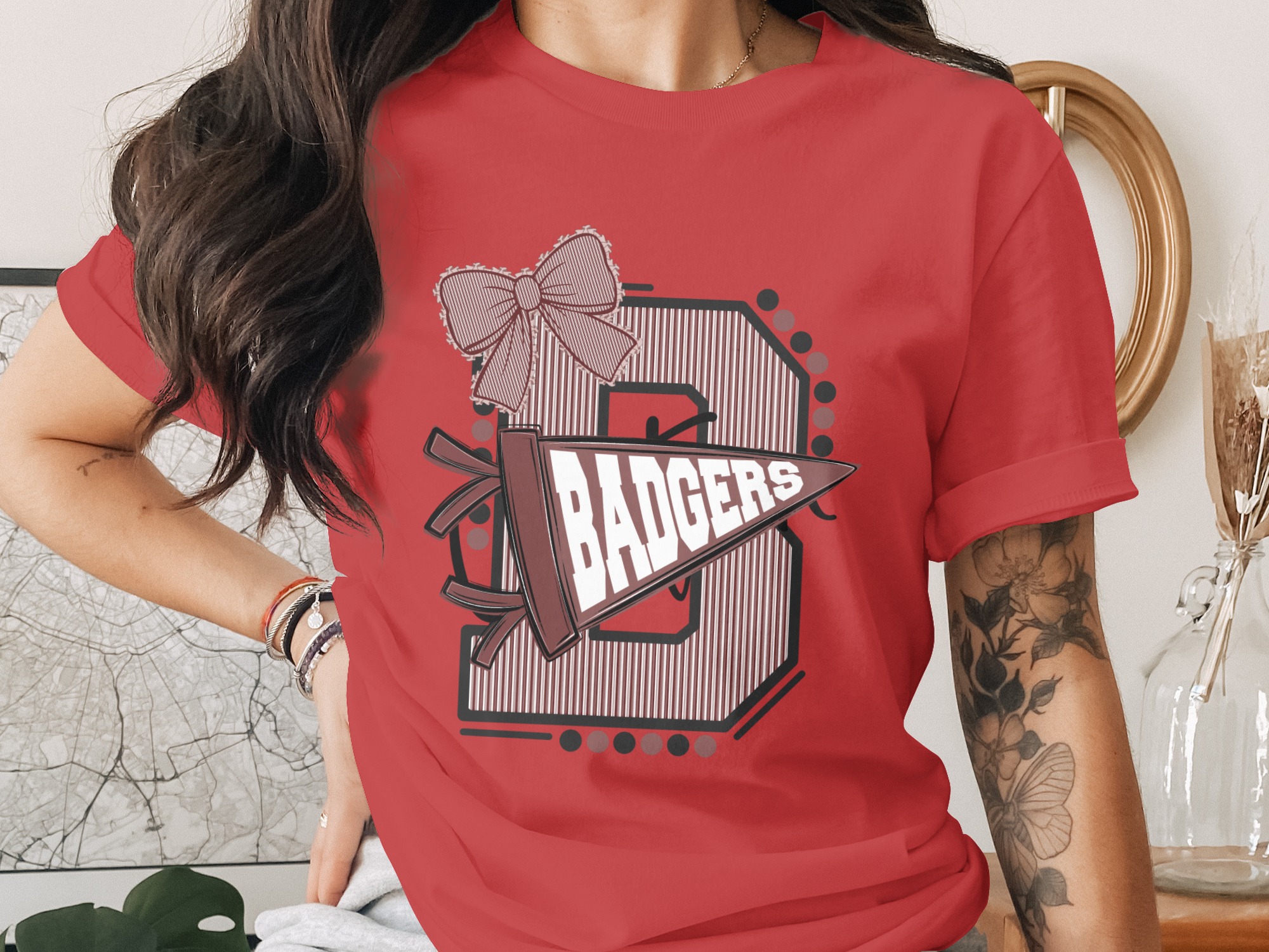 Custom Varsity Letter T-Shirt, Personalized Initial School Spirit Game Day Top, Made to Order Mascot Name College Alumni Tee - Image 4