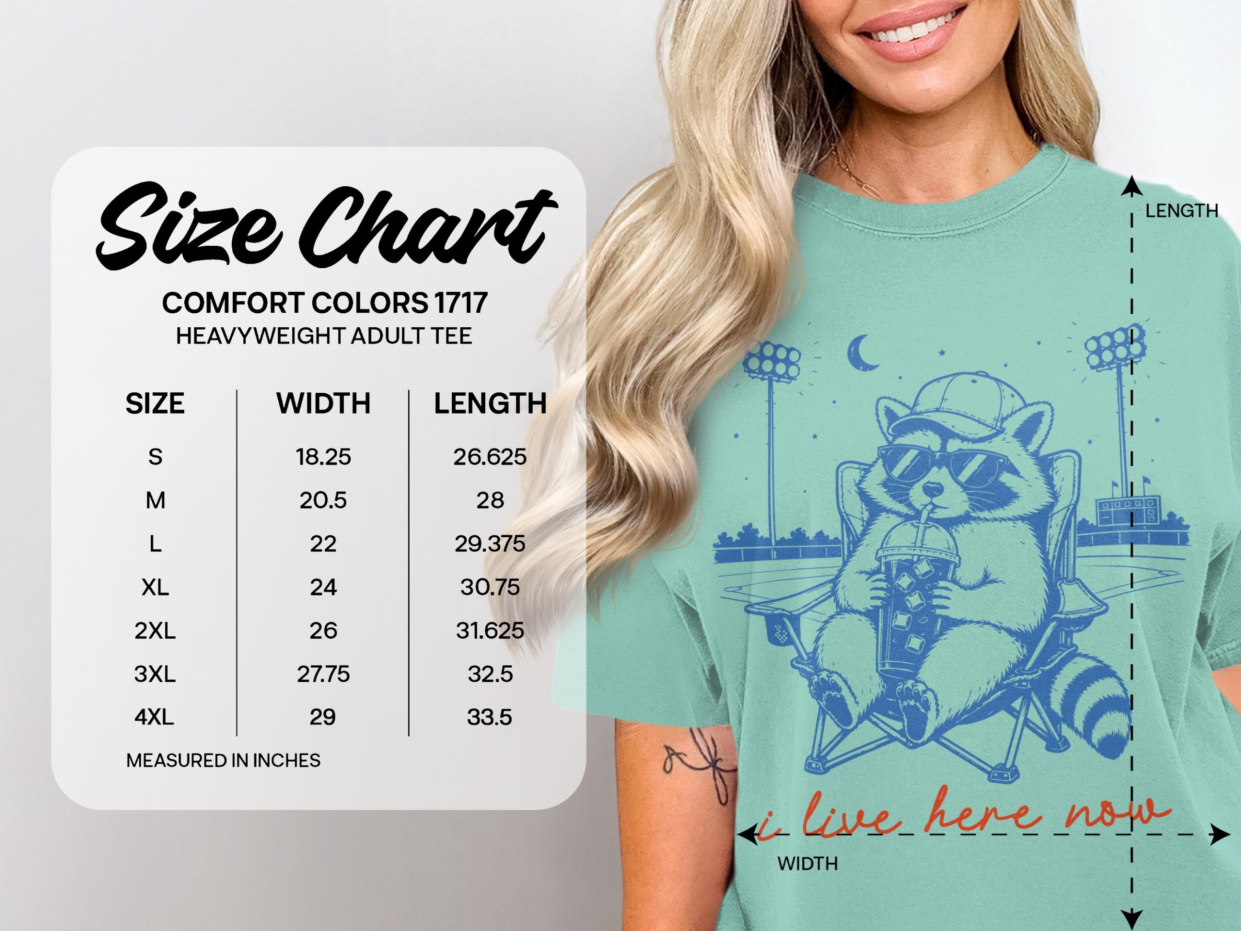 Funny Raccoon Baseball Shirt, Comfort Colors ® Game Day Tee, I Live Here Now T-Shirt, Sports Fan Gift, Baseball Lover - Image 4