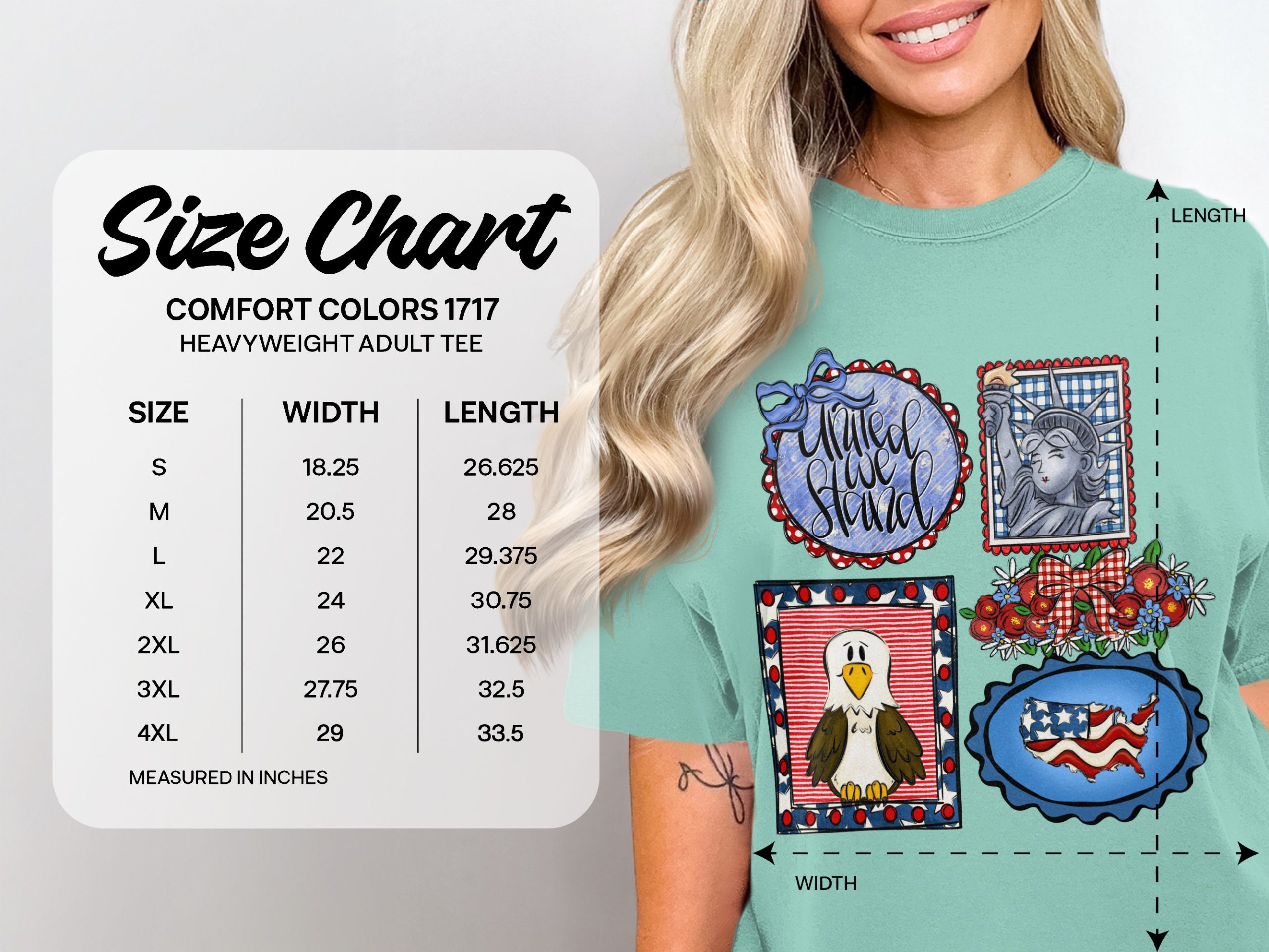 Patriotic United We Stand T-Shirt, 4th of July American Flag Lady Liberty Bald Eagle Graphic Top, Americana USA Pride Tee - Image 4