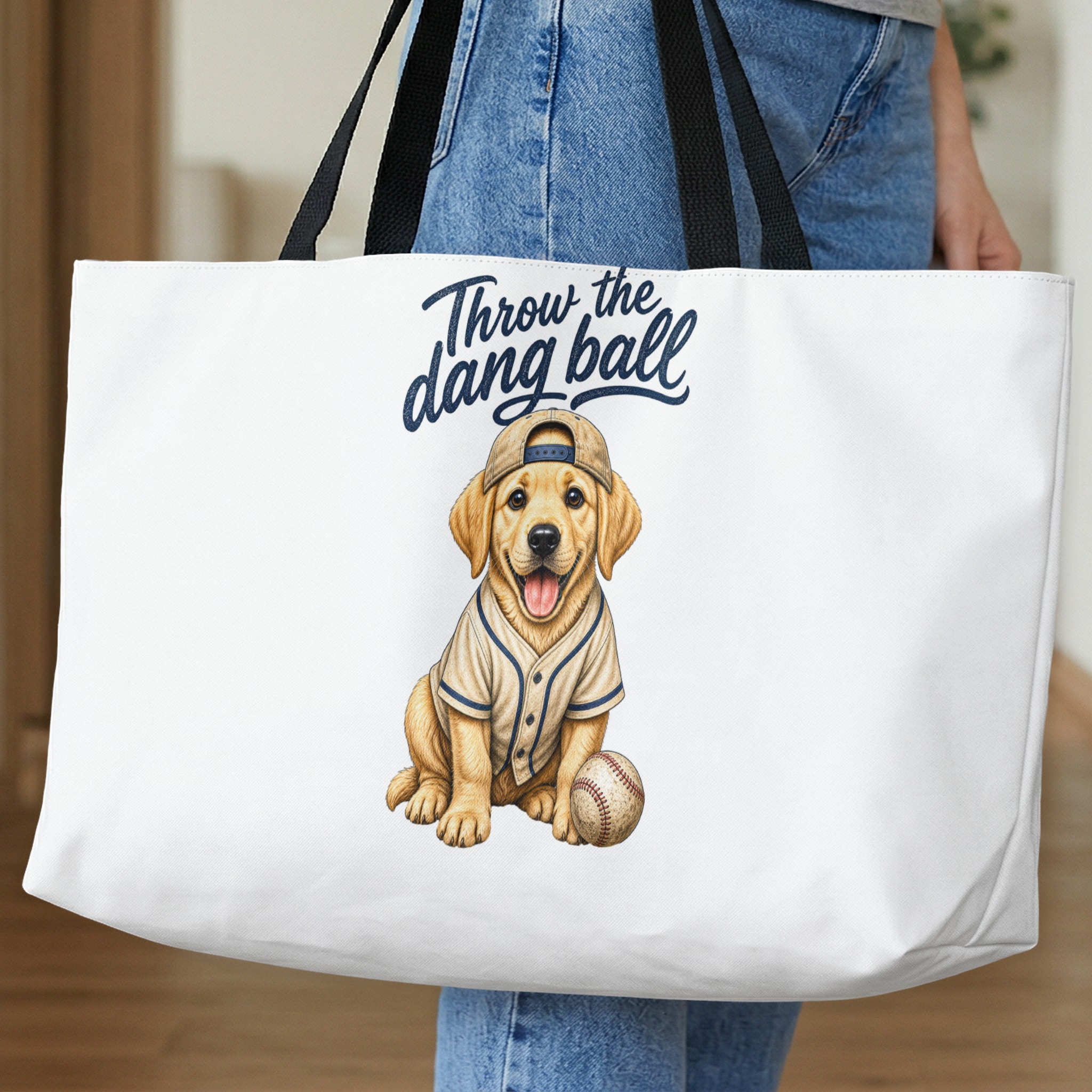 Funny Dog Baseball Tote Bag: Golden Retriever 'Throw The Dang Ball' Canine Sports Fan Carryall Gift - Image 10
