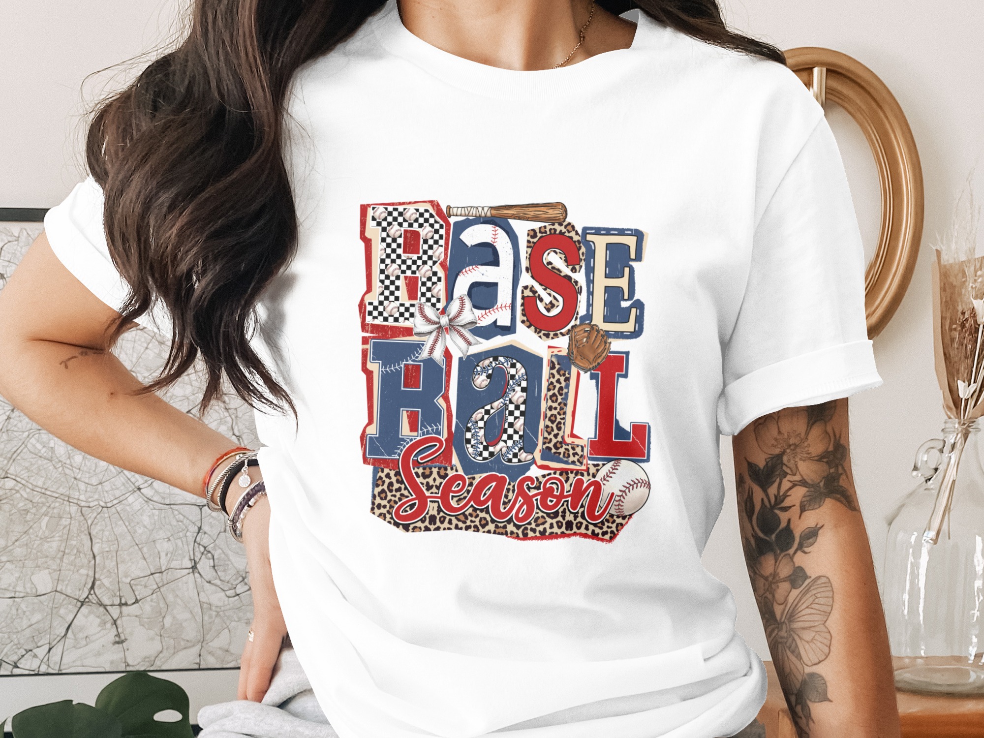 Baseball Season T-Shirt, Comfort Colors ® Game Day Shirt, Leopard Print Baseball Mom Tee, Distressed Checkerboard Sports Fan Gift
