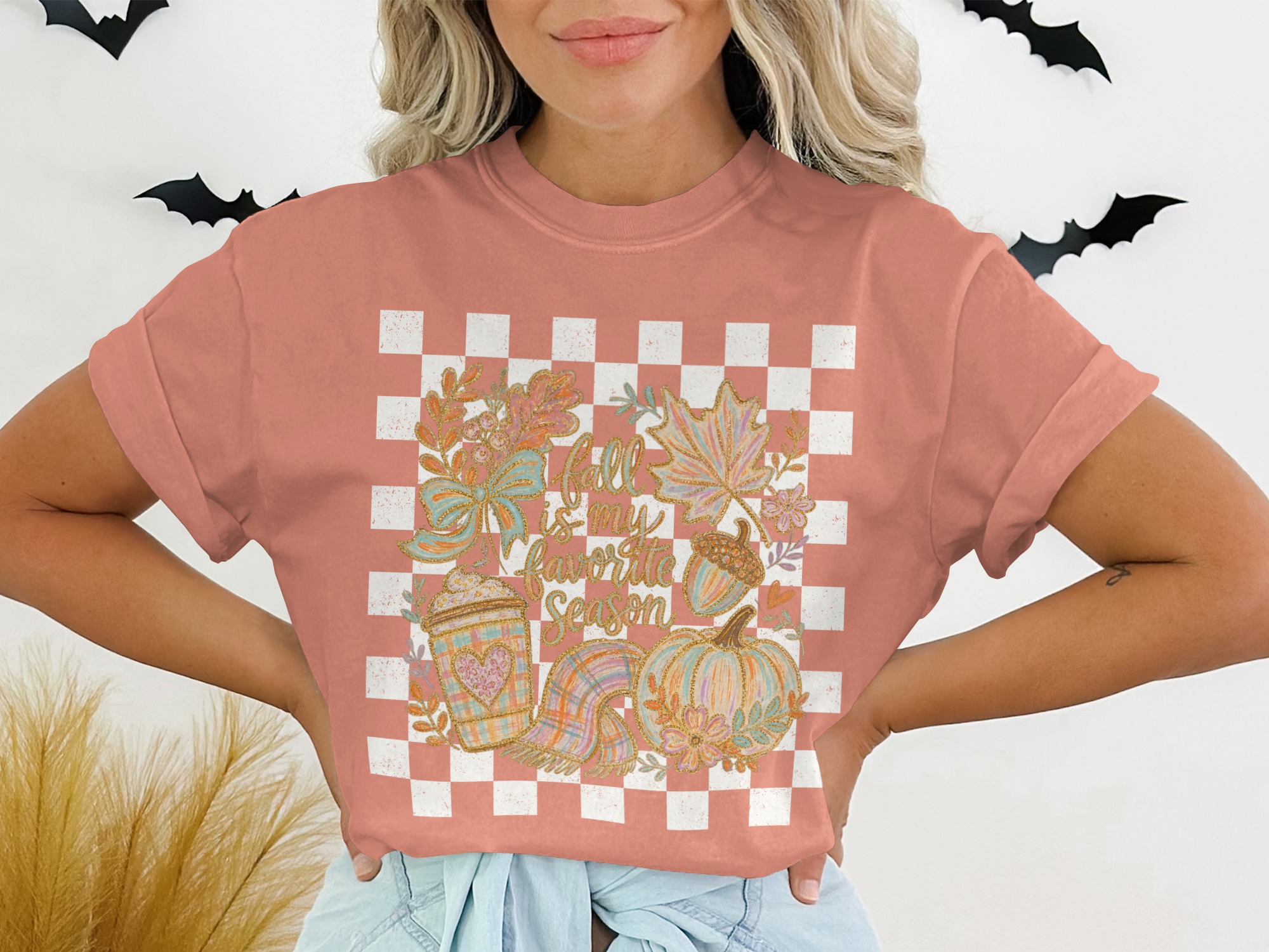 Fall is my Favorite Season T-Shirt, Cozy Autumn Vibes Tee with Pumpkin Spice Latte & Maple Leaves, Cute Fall Harvest Women's Shirt - Image 2