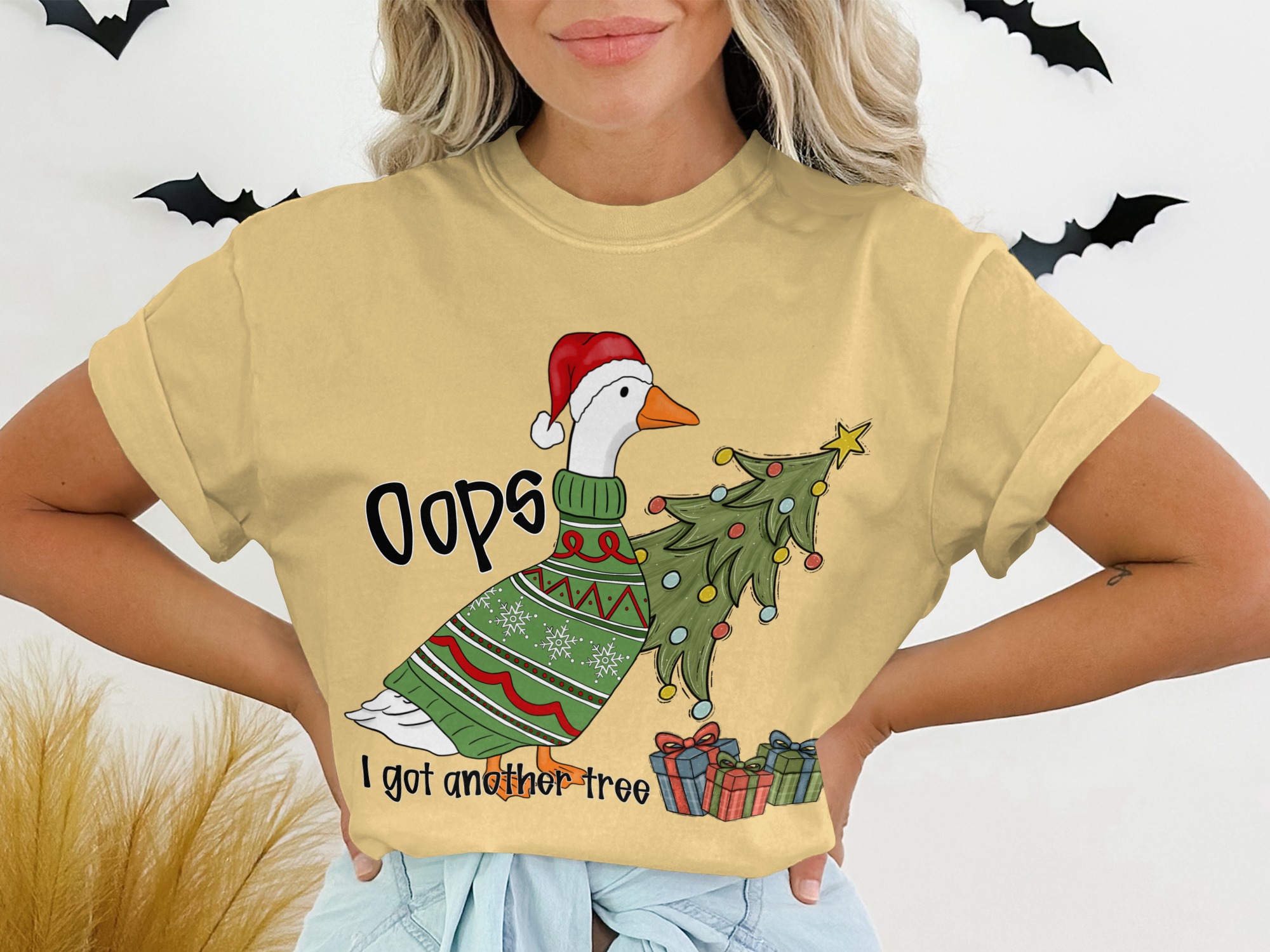 Funny Christmas Goose T-Shirt, Ugly Sweater Style Holiday Tee, Oops I Got Another Tree, Festive Humor Animal Shirt, Gag Xmas Gift - Image 7