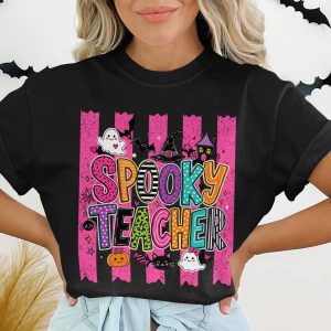 Spooky Teacher Shirt, Halloween Teacher Tee, Cute Ghost Educator Gift, Fall Pumpkin Witch Hat School Staff T-Shirt