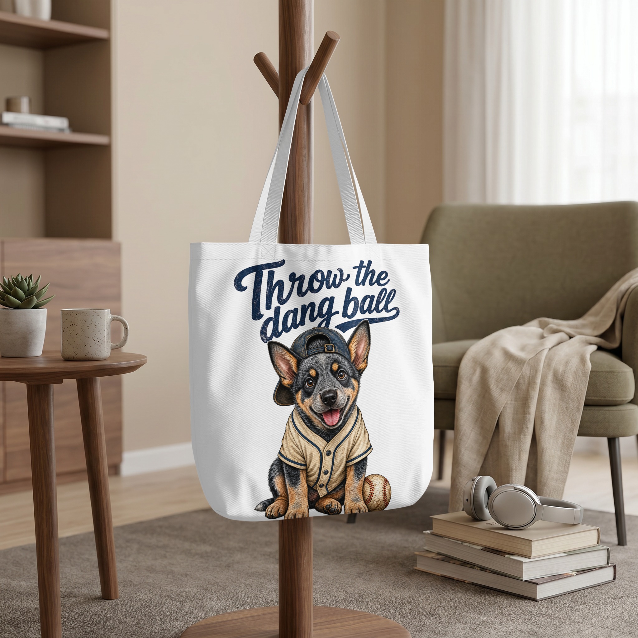 Cute Baseball Puppy Tote Bag, Throw the Dang Ball Puppy Canvas Bag, Sports Dog Lover Gift for Her, Pet Owner - Image 9