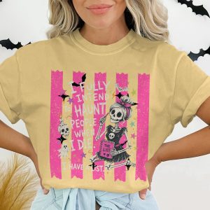 Funny Skeleton Haunt List T-Shirt, Sarcastic Women's Halloween Tee, Spooky Cute Goth Graphic Shirt, Dark Humor Gift Idea