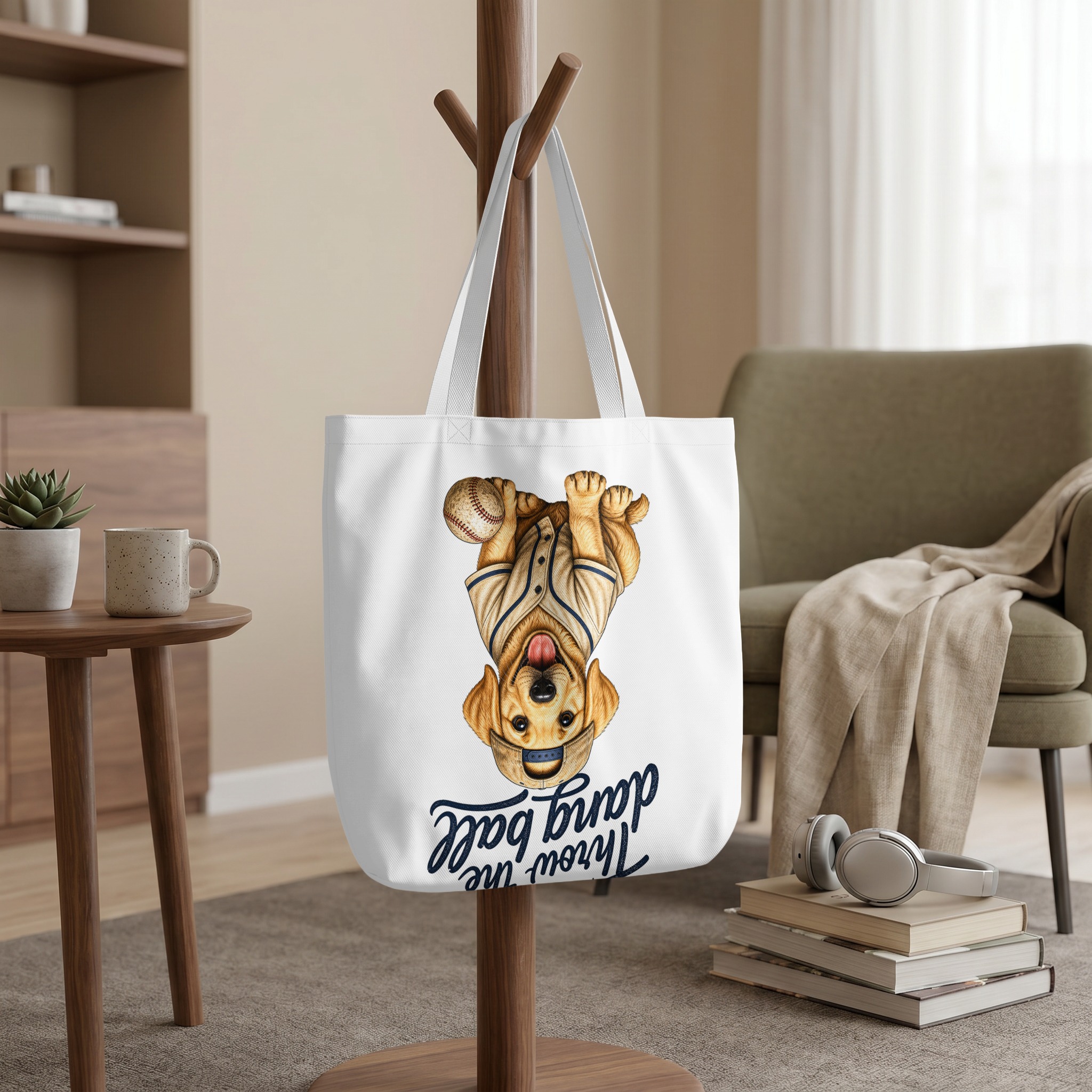 Funny Dog Baseball Tote Bag: Golden Retriever 'Throw The Dang Ball' Canine Sports Fan Carryall Gift - Image 9