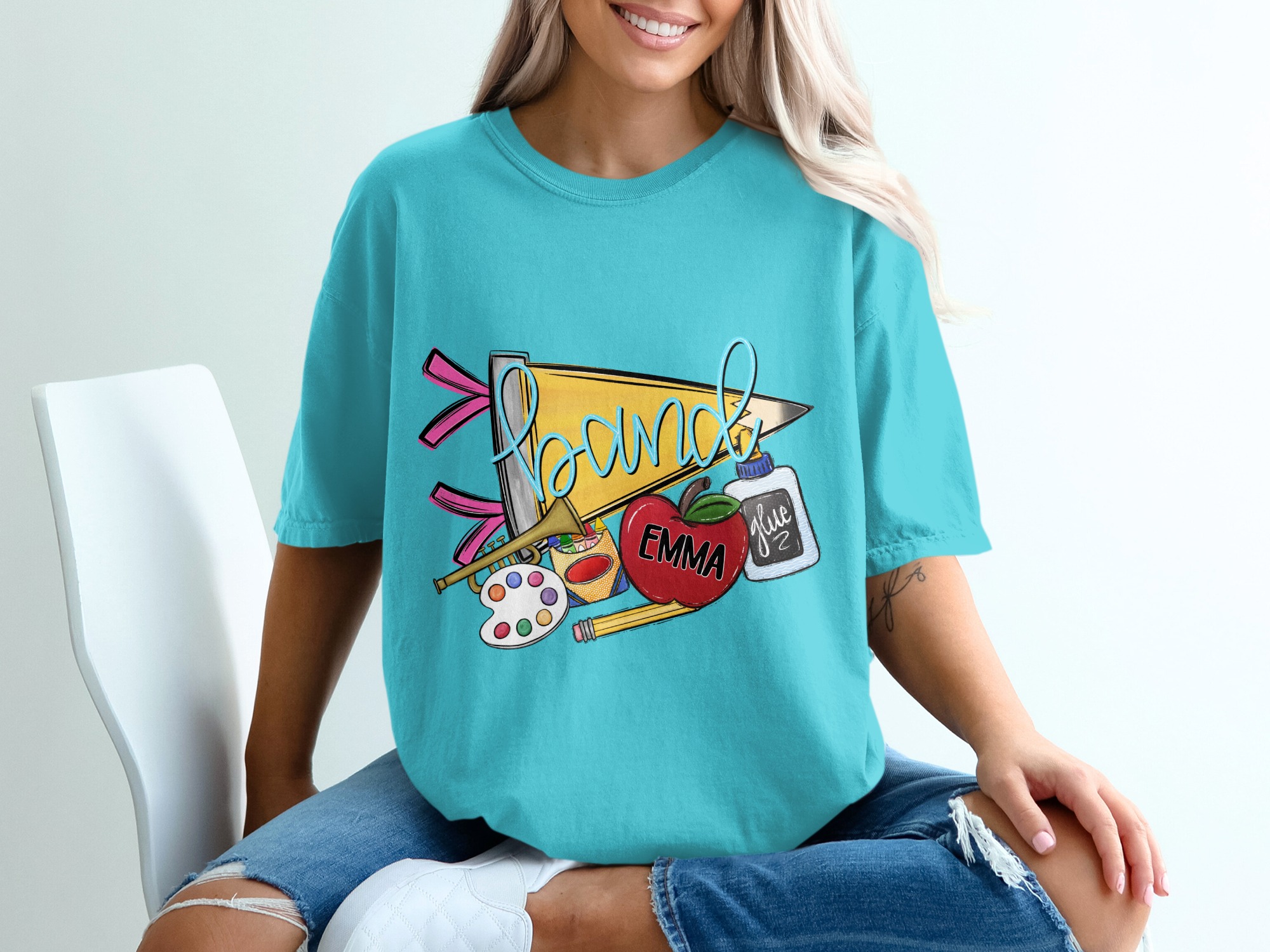 Personalized Teacher Back to School T-Shirt, Custom Apple Name Teacher TShirt, Elementary School Spirit Gift, Art Music Teacher Appreciation - Image 9