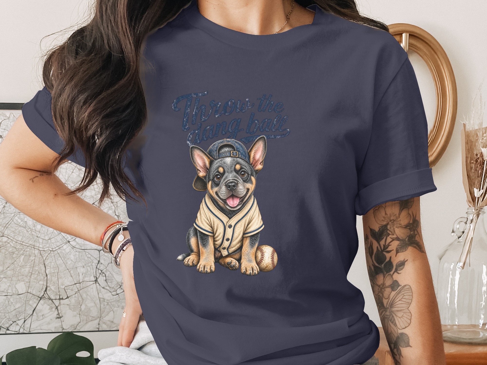 Cute Dog Baseball T-Shirt, Throw the Dang Ball Funny Puppy Tee, Pet Lover Gift, Baseball Fan Apparel, Dog Mom Dad Present, Game Day Shirt - Image 2