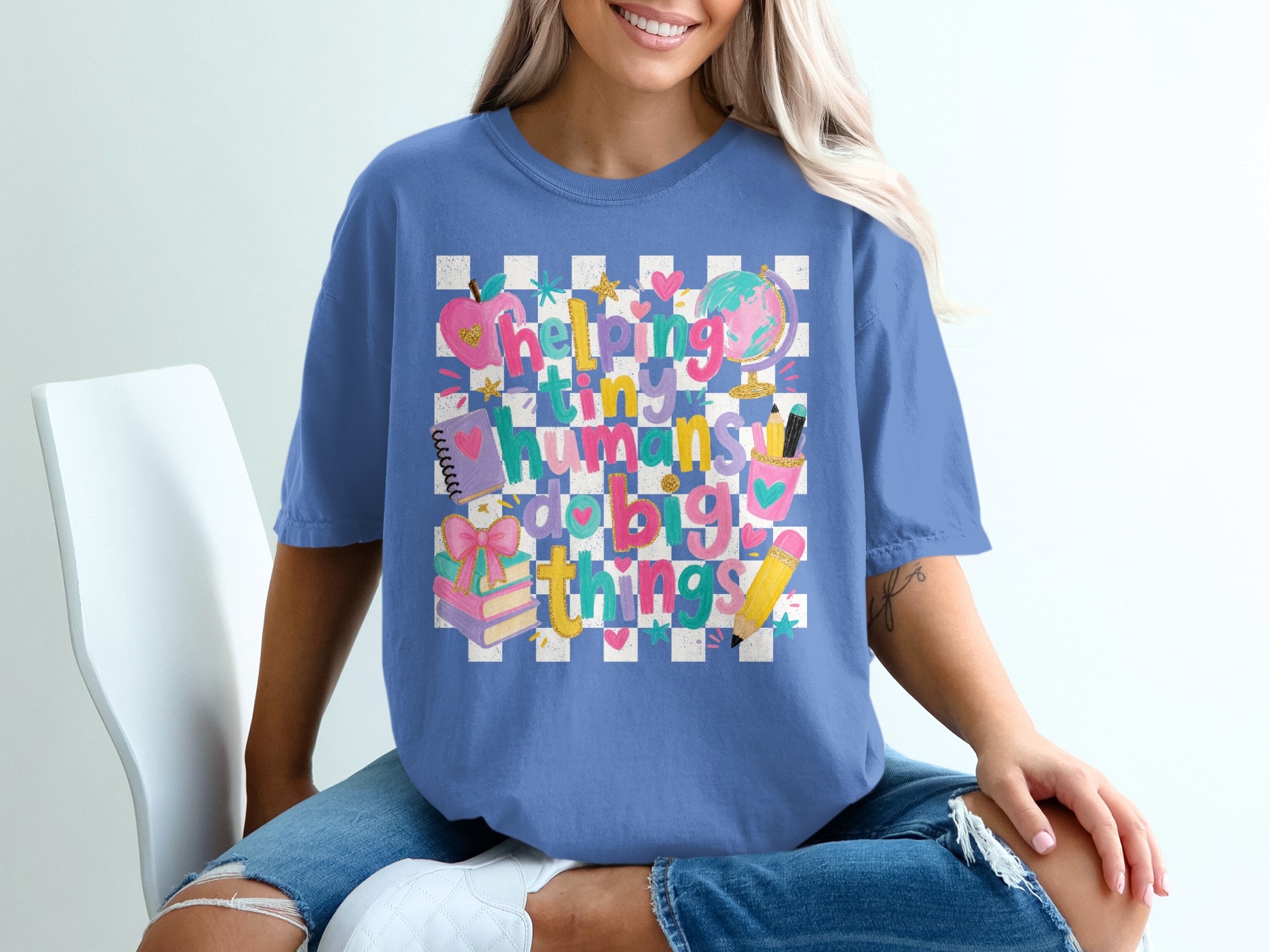 Teacher Appreciation T-Shirt, 'Helping Tiny Humans Do Big Things' Tee, Colorful Educator Gift for Women, Back to School Shirt for Teachers - Image 9