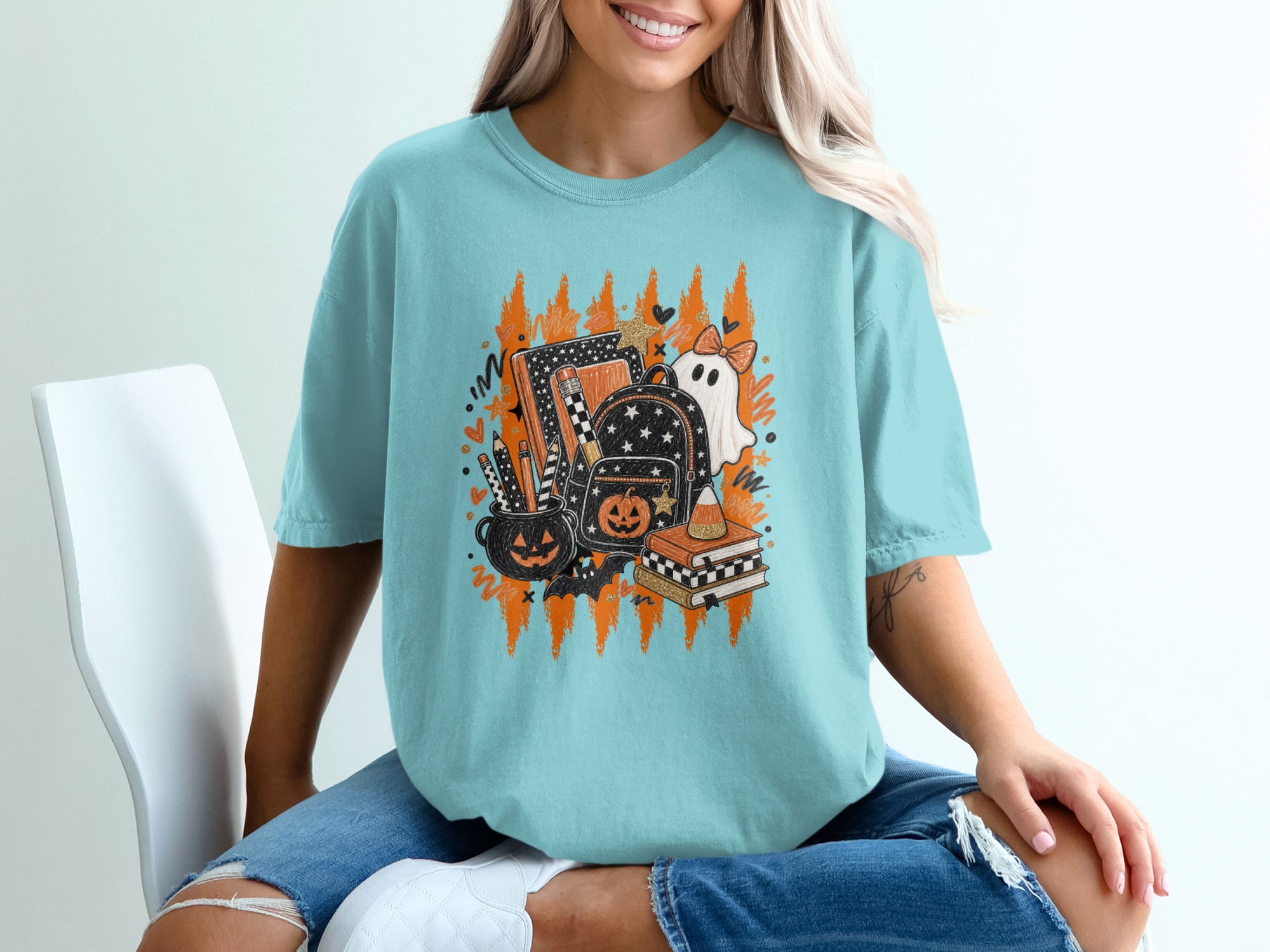 Spooky Cute Teacher Halloween T-Shirt, Back To School Ghost Pumpkin Tee, Fall Educator Shirt Gift, Funny Autumn Outfit for Her - Image 8