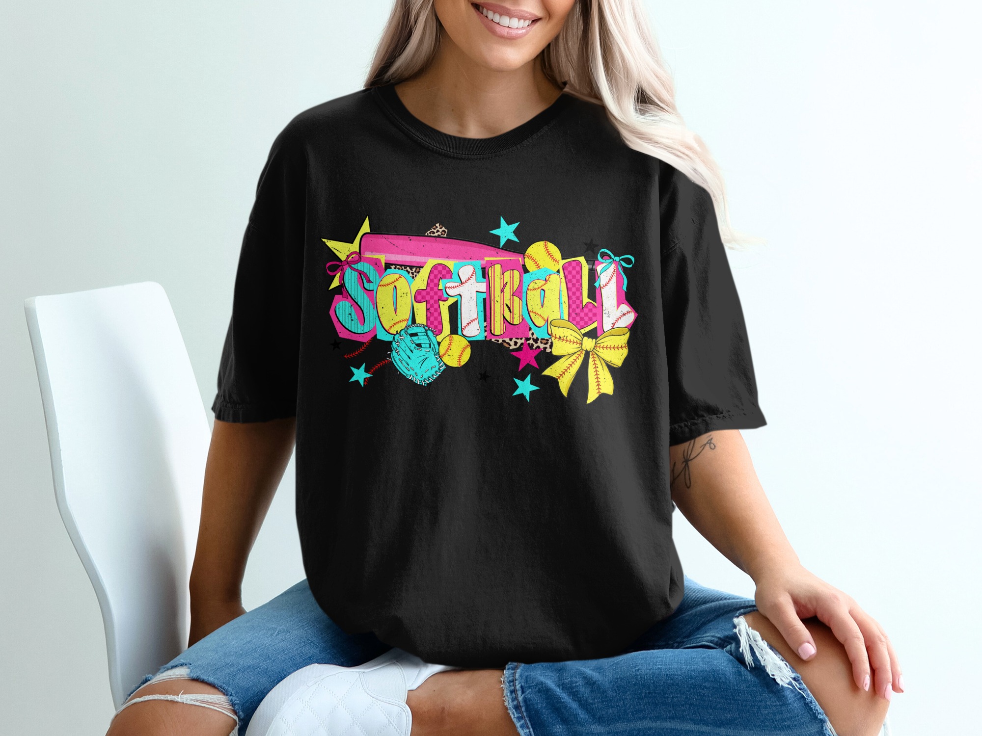 Softball T-Shirt, Comfort Colors ® Trendy Game Day Tee, Distressed Retro Sports Apparel, Softball Mom Gift, Leopard Print Player Shirt, Fun - Image 2