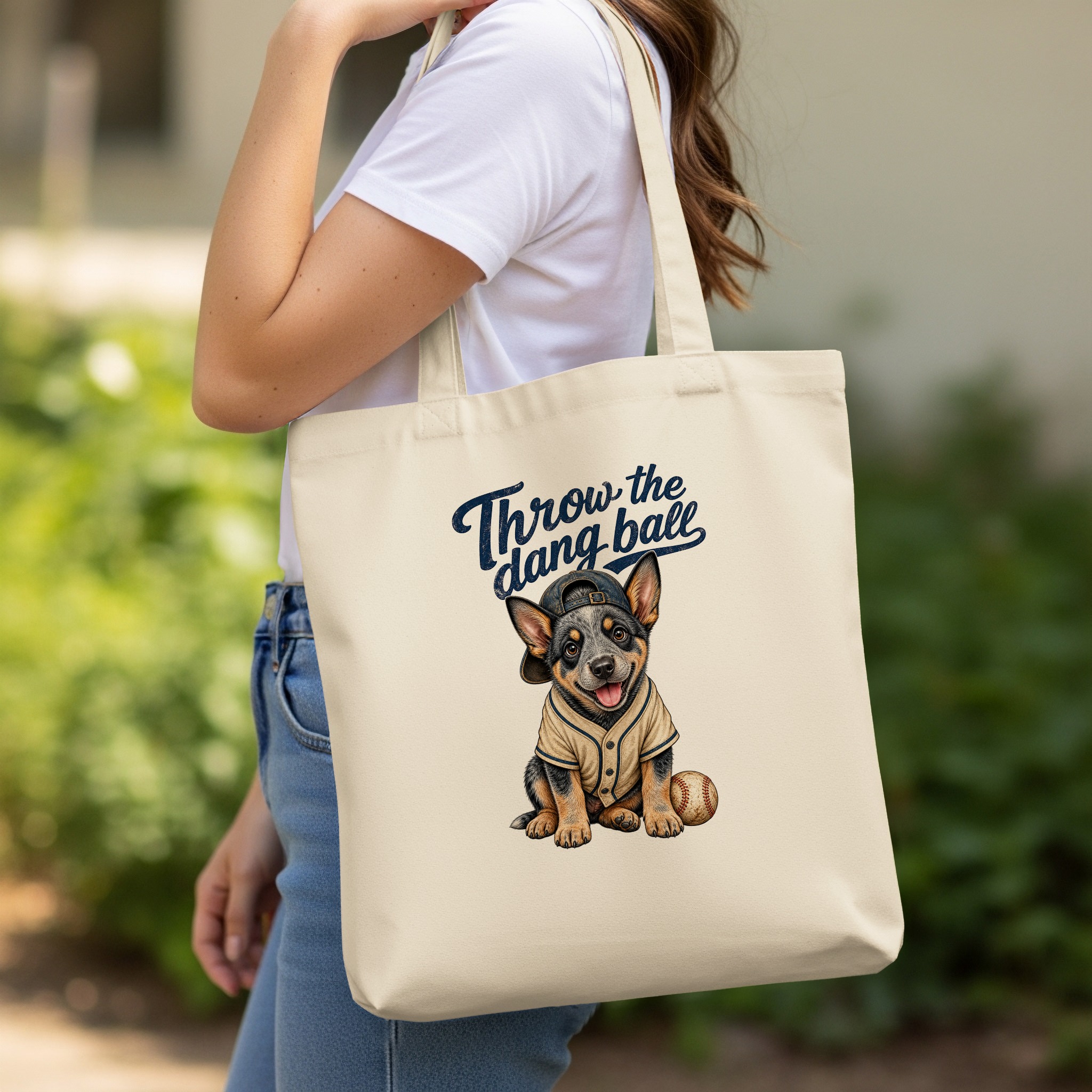 Cute Baseball Puppy Tote Bag, Throw the Dang Ball Puppy Canvas Bag, Sports Dog Lover Gift for Her, Pet Owner - Image 11