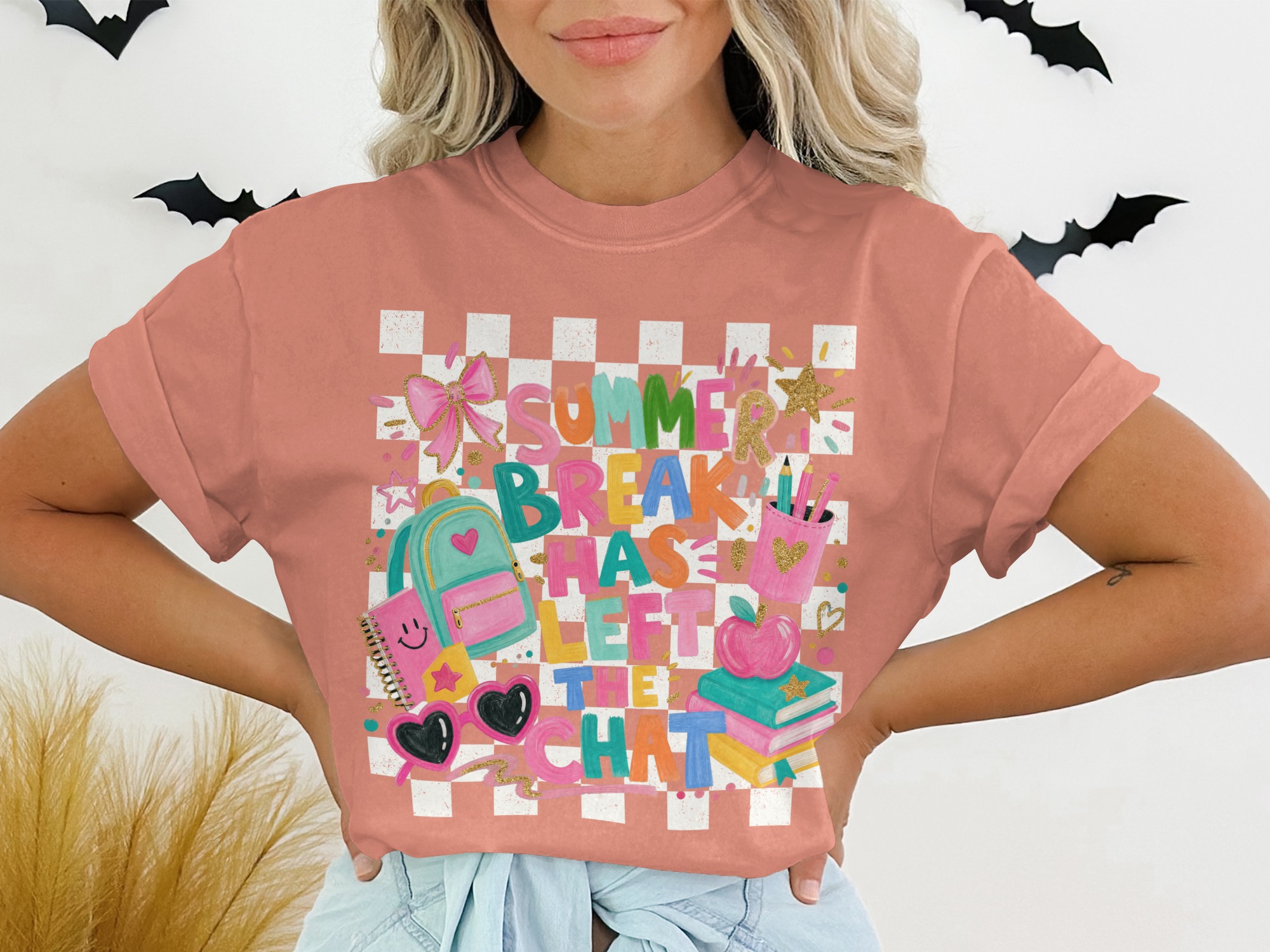 Summer Break Has Left The Chat T-Shirt | Funny Back to School Teacher Shirt | Student Gift End of Summer Tee - Image 2
