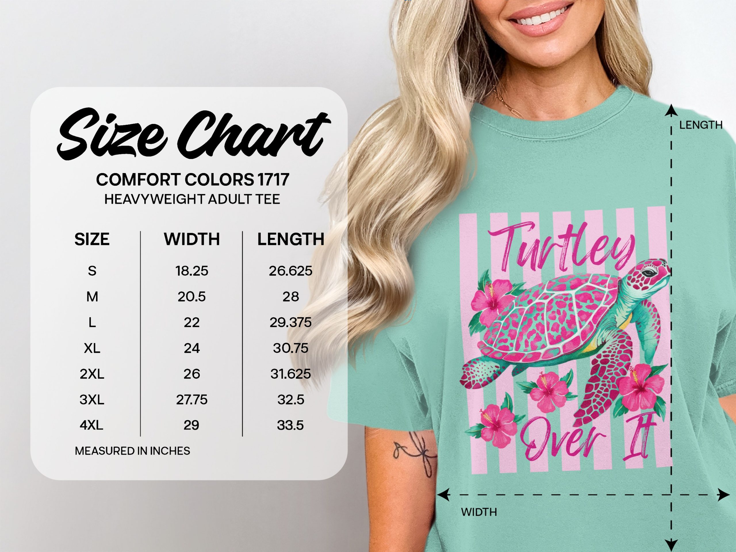 Turtley Over It T-Shirt, Funny Sea Turtle Shirt, Tropical Hibiscus Beach Vacation Tee, Humorous Ocean Lover Gift for Her, Cute Summer - Image 3