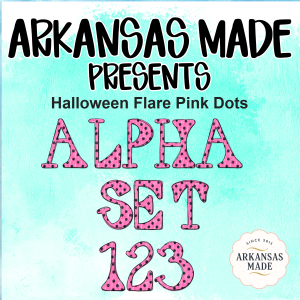 Halloween Flare Pink Dots Alpha Set 123 Digital Alpha PNGs | Cute Halloween Letters Numbers Doodle Font Craft Supply