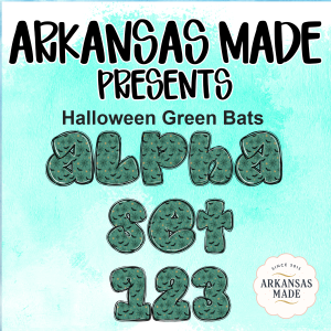 Halloween Green Bats Digital Alpha PNG Set 123, Spooky Faux Gold Spiderwebs Bubble Letters Font Commercial Use Sublimation