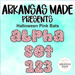Halloween Pink Bats Alpha Set 123 Digital Alpha PNGs | Spooky Cute Letters & Numbers Bundle for DIY Crafts