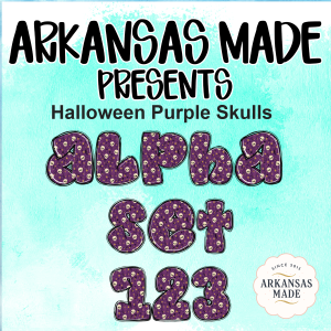 Halloween Purple Skulls Alpha Set 123 Digital PNGs - Spooky Font Clip Art Letters & Numbers Pack
