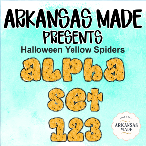 Halloween Yellow Spiders Alpha Set 123 PNGs | Spooky Alphabet Digital Download | Creepy Crawly Letter Clipart