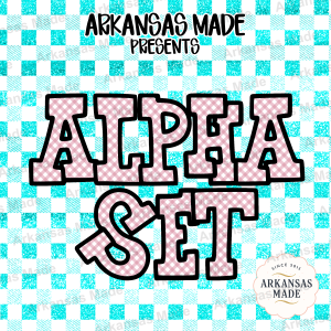 Pink Gingham Alpha PNG Set | Chunky Alphabet Letters for Sublimation & Crafts | Printable Digital Download PNGs for Custom Designs, Teacher