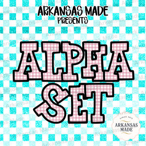 Pink Gingham Alpha PNGs, Preppy Bubble Alphabet Set, Chunky Letters Digital Download for Sublimation, Cute Planner Scrapbook Clipart