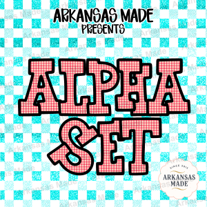 Red Gingham Alphabet PNGs Bundle, Plaid Letter Font, Farmhouse Country Style Alpha PNG Set, Sublimation Letters