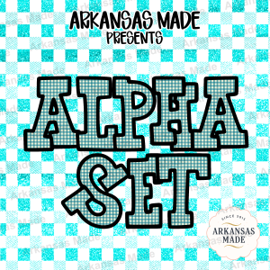 Blue Gingham Alpha PNG Bundle, Checkered Letters Sublimation, Teal Alpha Set, Digital Download Font, Custom Name Design Elements, DIY Craft