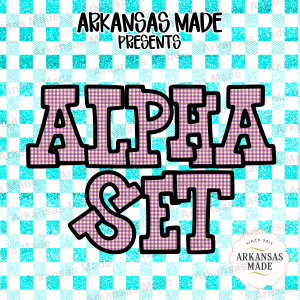 Purple Gingham Alpha Set PNGs, Digital Bubble Font Letters, Cute Gingham Alphabet for Sublimation & Crafters