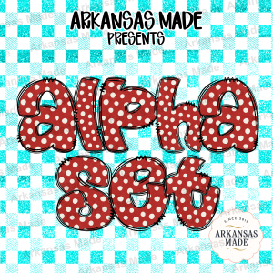 Red Polka Dot Alpha PNG Set, Distressed Stitched Alphabet Digital Letters, Cute Retro Font PNGs, Crafting Supply, Commercial Use Clipart