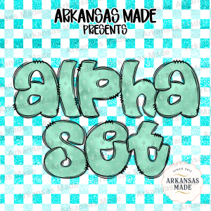 Glitter Alpha Set PNG | Mint Green Bubble Letters Alphabet Clipart Bundle | Faux Silver Sparkle Font for Sublimation & Crafts