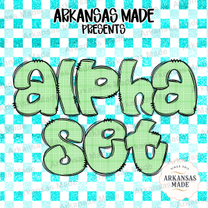 Plaid Bubble Letters PNG Alpha Set, Green Plaid Alphabet PNG Bundle, Distressed Outline Font for Sublimation, Digital Download Crafting Font
