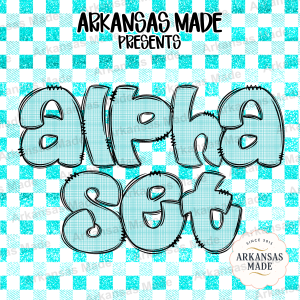 Plaid Bubble PNG Alpha Set, Stitched Blue Gingham Alphabet Letters, Cute Craft Digital Download, Sublimation Design Bundle