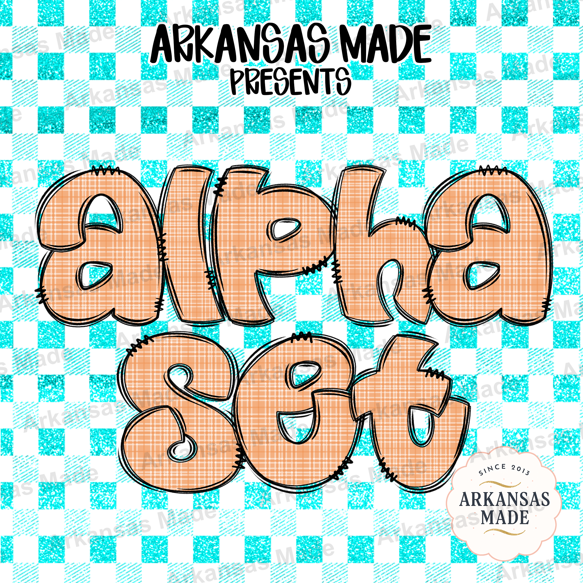 Rustic Plaid Alpha Set PNG Letters, Faux Stitch Alphabet Clip Art, Farmhouse Font Instant Download, Crafty Digital Design for Sublimation