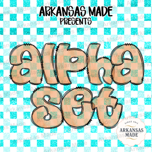 Rustic Peach Teal Plaid Alphabet PNG Set - Distressed Farmhouse Letters Font Digital Download for Sublimation & DIY Crafts