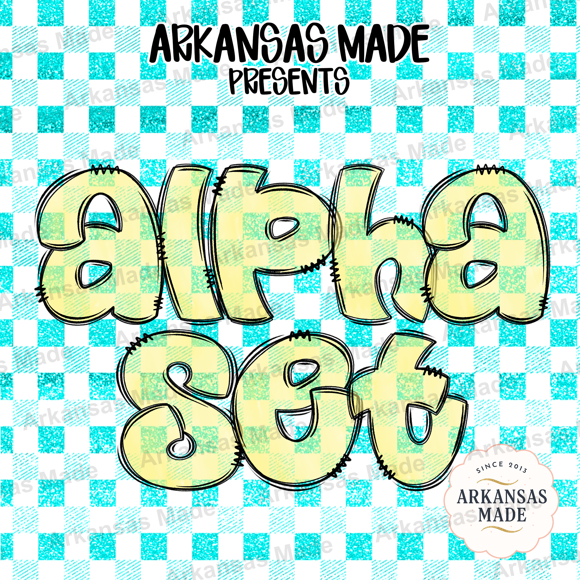 Alpha PNG Set Distressed Plaid Letters Alphabet PNG Bundle Faux Gingham Sublimation Font Bubble Outline Digital Download