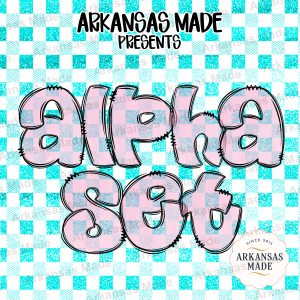 Pink Plaid Bubble Letter Alpha Set PNG, Buffalo Plaid Digital Alphabet for Sublimation & Crafts, Cute Letters Font Bundle
