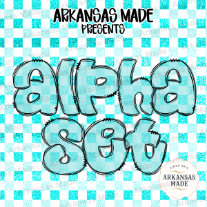 Teal Glitter Alpha PNG Set, Bubble Letter Alphabet PNG, Stitched Font Digital Download for Sublimation & Crafting Letters