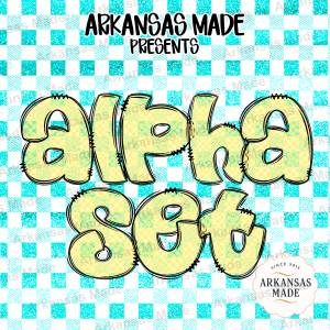Yellow Plaid Alpha PNG Set | Stitched Gingham Alphabet Letters | Doodle Outline Font for Sublimation & DIY Projects