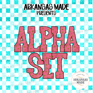 Pink Green Polka Dot Alpha PNGs Digital Alphabet Set Sublimation Design Block Letters Bubble Font Distressed Crafting Supply