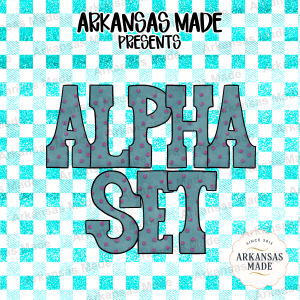 Teal Polka Dot Alpha PNGs Digital Alphabet Set | Cute Distressed Block Letters | Crafting Sublimation Clip Art Download
